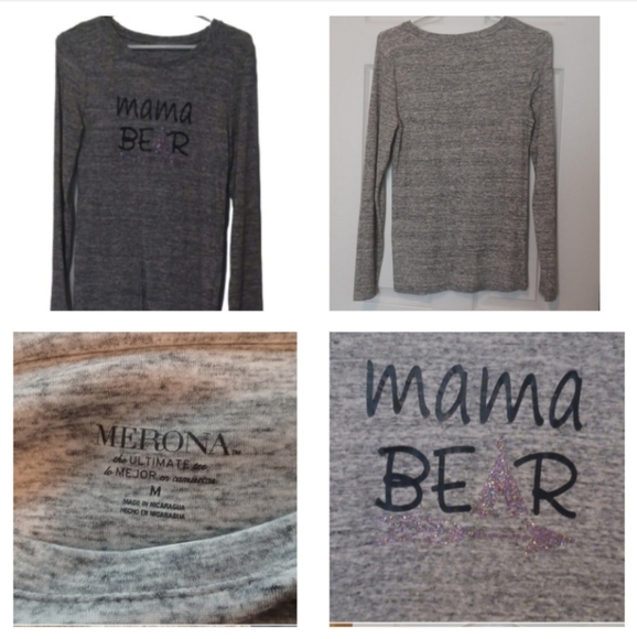 💙🌺Gray 'Mama Bear' Long Sleeve Shirt - Picture 1 of 8